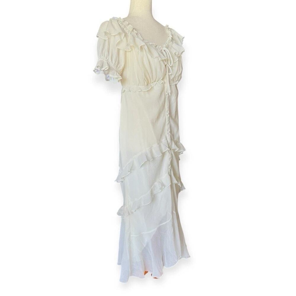 ASOS Maternity Ivory Ruffle Button Front Maxi Dress Wedding Chiffon Lines Size 8